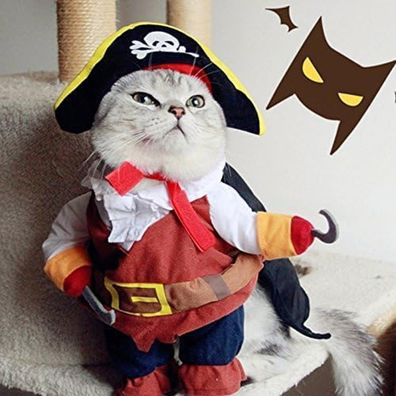 New Funny Pet Clothes Pirate Dog Cat Costume Suit Corsair Dressing up Party Apparel Clothing for Cat Dog plus Hat (X-Large)