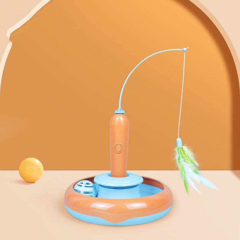 2 In 1 Pet Cat Toy With Feather For Self-Play Cat Turntable