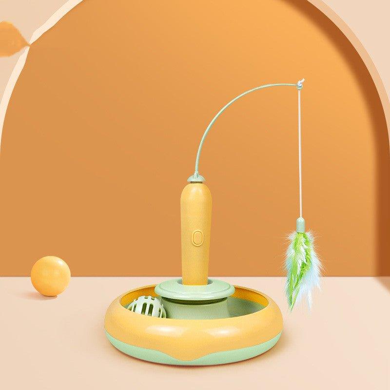 2 In 1 Pet Cat Toy With Feather For Self-Play Cat Turntable