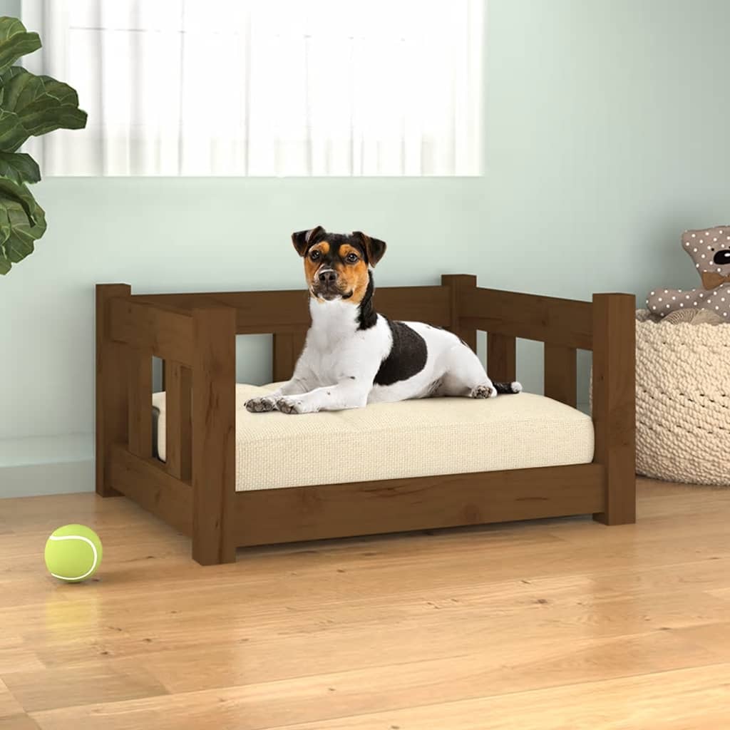vidaXL Dog Bed Rectangular Modern Wooden Dog Couch Pet Bed Solid Wood Pine-12