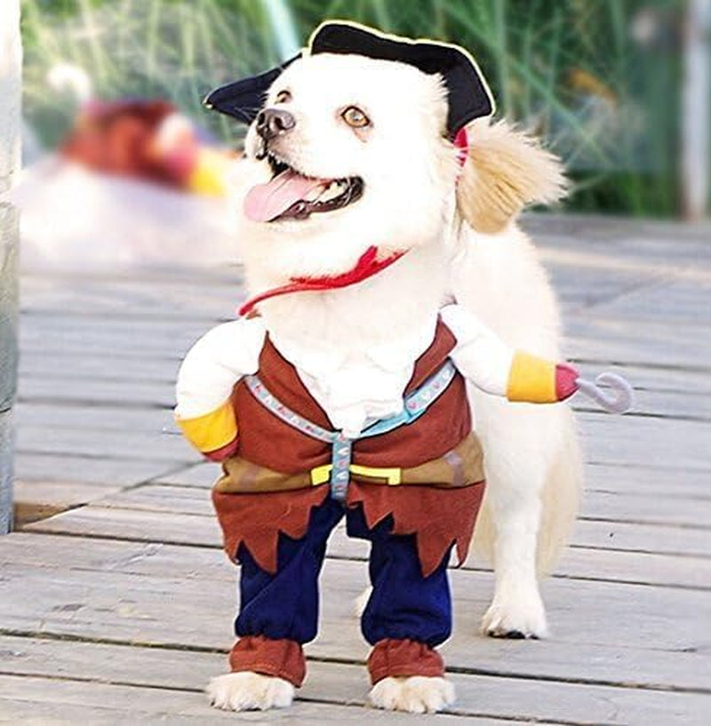 New Funny Pet Clothes Pirate Dog Cat Costume Suit Corsair Dressing up Party Apparel Clothing for Cat Dog plus Hat (X-Large)