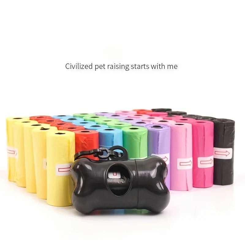 1200pcs Random Color Cartoon Paw Graphic Dog Poop Bags