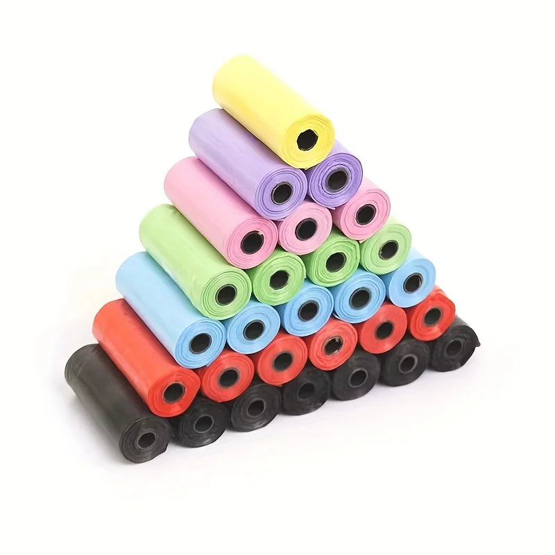 1200pcs Random Color Cartoon Paw Graphic Dog Poop Bags